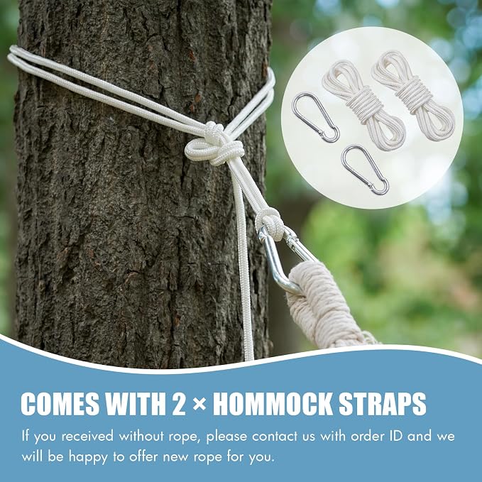 INNO STAGE Brazilian Hammock with Tree Straps - Cotton Hammocks Portable Hammock with Carry Bag for Backyard, Porch, Outdoor and Indoor Use