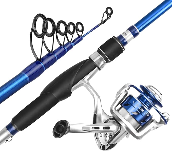 KastKing Compass Telescopic Fishing Rods and Combo, Easy to Travel | Sensitive Graphite Composite Blank, Easy to Travel, Packs to Just 17" in Length, Stainless Guides and Ceramic Rings