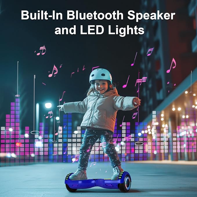 Kids Scooter with Bluetooth Speaker & Corlorful LED Lights, Dual 250W Motor 7.5 Mph Speed, Gifts for All Ages