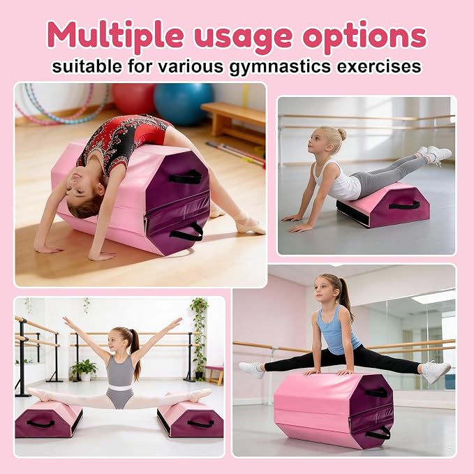 Detachable Octagon Gymnastics Mat, 17.5"x17.5"x23" Hometumbling mat, suitable for various gymnastic positions with High-Density Foam & Waterproof Cover