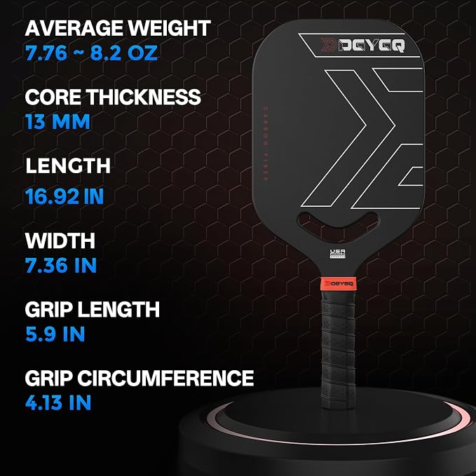DGYGQ Pickleball Paddles with Polypropylene Honeycomb Core, T700SC Power Carbon Fiber Pickleball Paddle, Increased Power for Ultimate Spin & Consistency