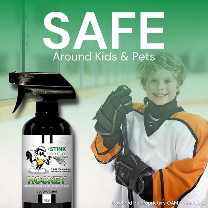 The Stink Solution Unscented Hockey Odor Eliminator For Strong Odor: Quickly Banish Sweat & Body Odor From Hockey Gear, Skates, Hockey Bags, Gloves, & More! Safe Hockey Deodorizer - 2 16 oz Bottles