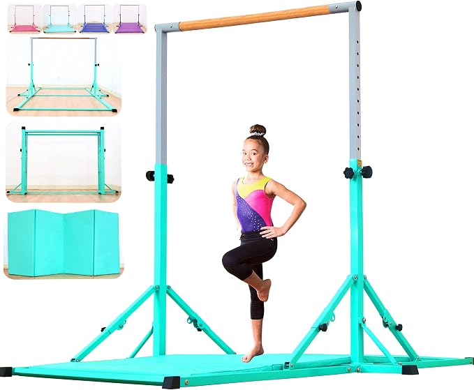 Marfula Gymnastic Bar For Kid and Teenage of 3-25, 5Ft/8 FT Base Length 4Ft Width 5Ft Adjust Height, Gymnastic Kip Bar For Gymnast, Gymnastic Training Equipment For Professional Training Home Club Use