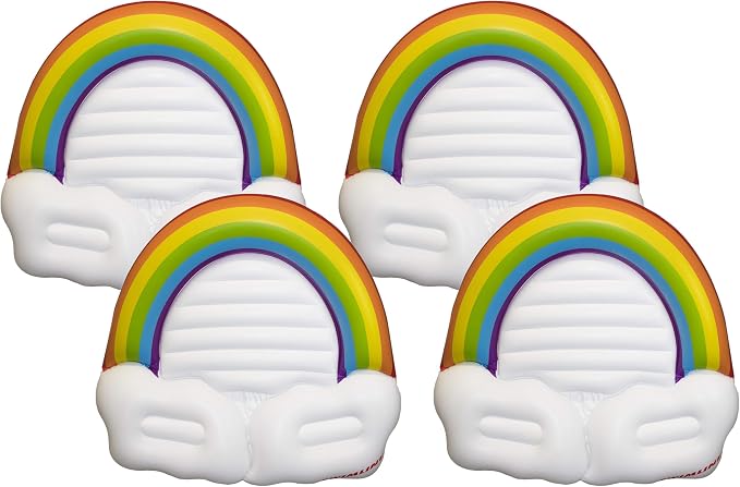Swimline Rainbow Island Pool Inflatable Ride-On, White, 68"/64"/16"