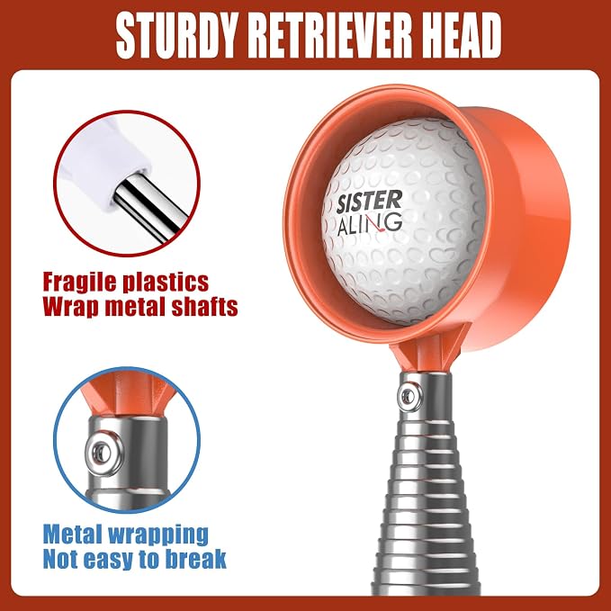 Water Telescopic Golf Ball Retriever and Magnetic Clip for Golf Towel