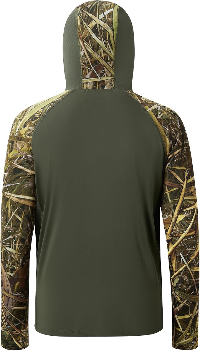 BASSDASH Men’s UPF 50 Performance Fishing Shirt Cooling Hoodie Camo Long Sleeve FS17M