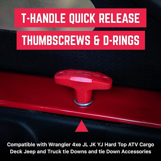 GPCA - GP Anchor, Quick-Release Tie Down Anchor Thumbscrew, Bolts Set for Fast Jeep Top Removal Lift, Easy-to-Install Truck Tie Downs, Jeep Wrangler Accessories for 4xe, JL, TJ and YJ, Red, 6 Packs