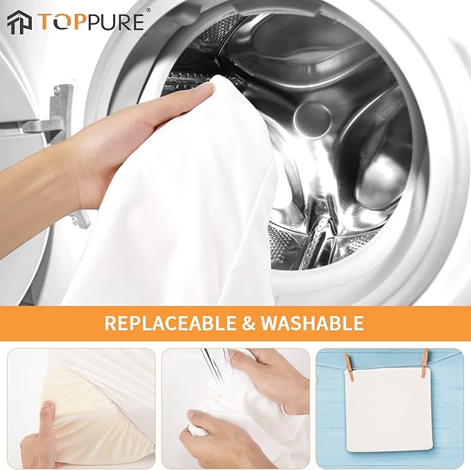 TOPPURE Travel Cube Memory Foam Pillow for Side Sleepers, Cervical Pillow for Neck and Shoulder Pain Relief, Washable Pillowcase, White(Travel-12"x12"x5")