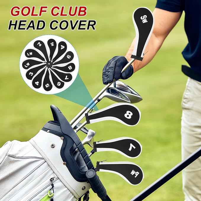 PATIKIL Golf Club Head Cover, Number Golf Club Irons Covers Neoprene Driver Headcover Golf Lovers Gifts