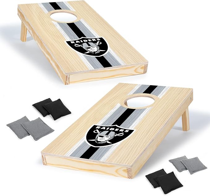 NFL Football Portable Size 1' x 2' Solid Wood Cornhole Set with Direct Print HD Team Graphics – Travel Size
