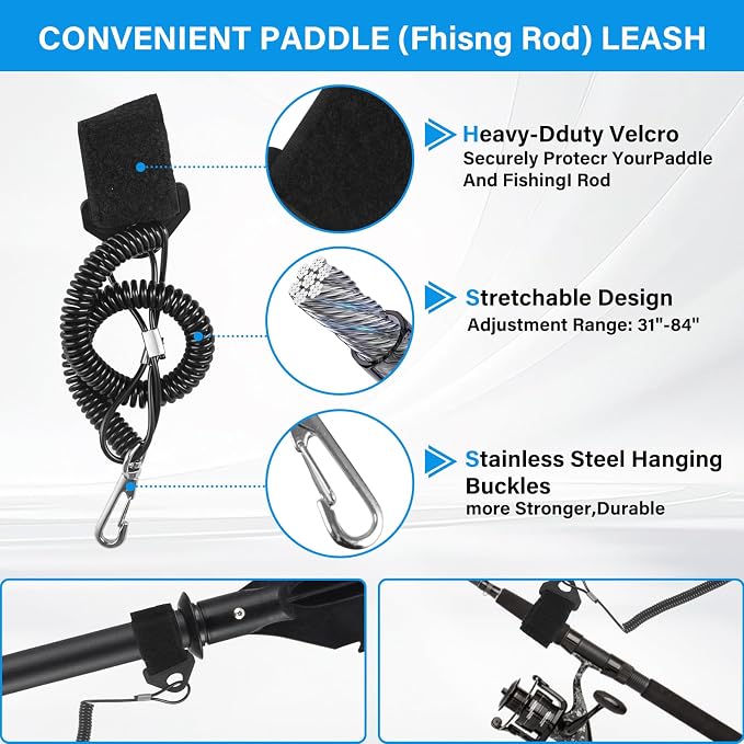Kayak Paddle, 70"-96" Kayak Paddles Oars for Boating Heavy Duty Adjustable Shaft Comfort Grips with Paddle Leash for Kayaking Boating Canoeing River Tubing (Black)