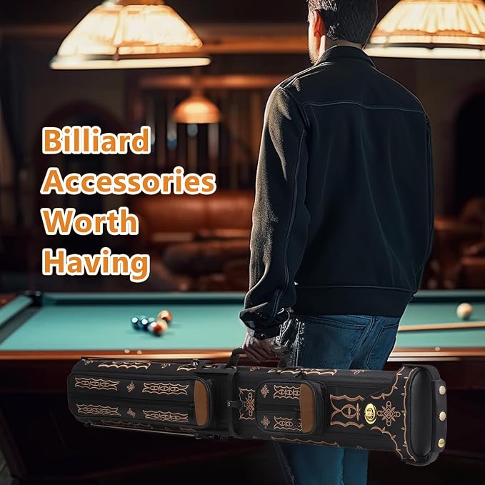 2x4 Pool Cue Case, Hard Pool Cue Case, Billiard Cue Case with Stand, Billiards Accessories Holds 2 Cue Butt and 4 Cue Shafts