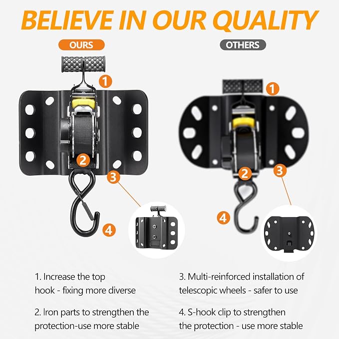 Hifybaty 2PCS Retractable Tie Down Straps for 2015-2025 Ford F150, Retractable Ratchet Straps 10 Ft Self Retracting Tie Down with Boxlink Plates Mounted Brackets Bed Mount Heavy Duty Bolt on