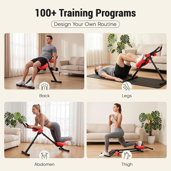 DUMOS Ab Workout Equipment for Home Gym, Exercise Machine Abs Trainer, Full Body Fitness System Adjustable for Abdominal Stomach Training, LCD Display, Knee Protection
