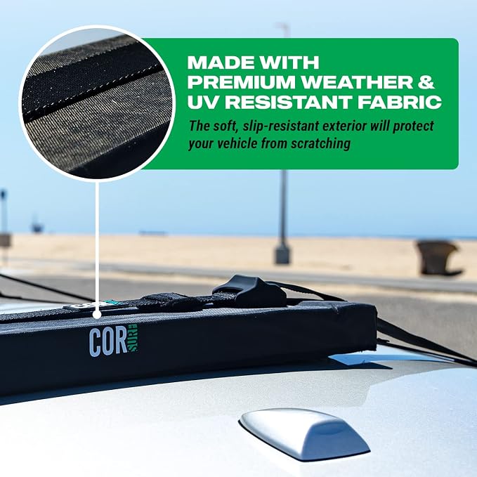 Universal SUP Surf Rack for Cars | Paddle Board Soft Rack for Surf Kayak and Paddleboards with Scratch Resistant Buckles (19")