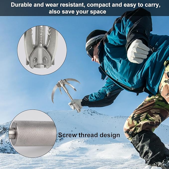 Grappling Hook Folding Claw Multifunctional Stainless Steel Hook for Outdoor Camping Hiking Tree Rock Mountain Climbing