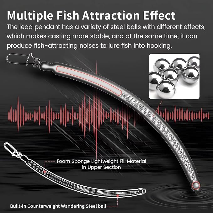 YOTO 6PCS Black Nylon Stick Catfishing Weights for Dragging, Trolling, Drift, Bottom Bouncing