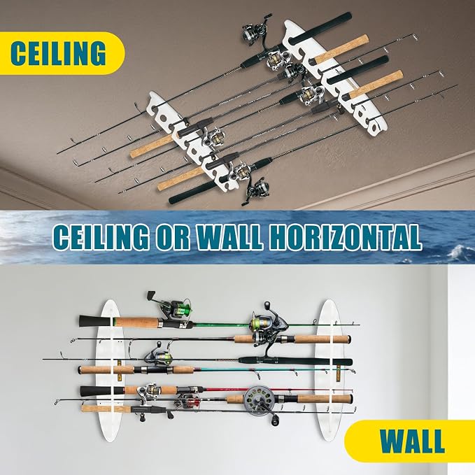 Wall Mount HDPE Fishing Rod Holder for 11 Rods – Heavy-Duty Vertical Rod Rack with Thickened Design, UV & Corrosion Resistant Storage for Dock, Garage & Boathouse