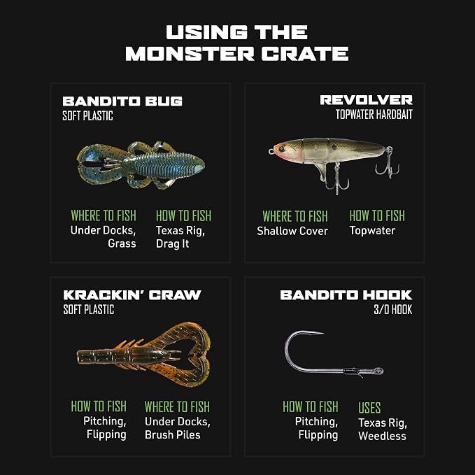 GOOGAN Squad Monster Crate - Ultimate Bass Fishing Lure Kit & Tackle Box