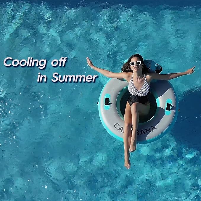 CALOBANA Round Floating Ring Inflatable Water Hammock Heavy Duty River Floats Lake Raft for Adults Tanning Pool Lounger Float Island Platform Pad Mat for Party