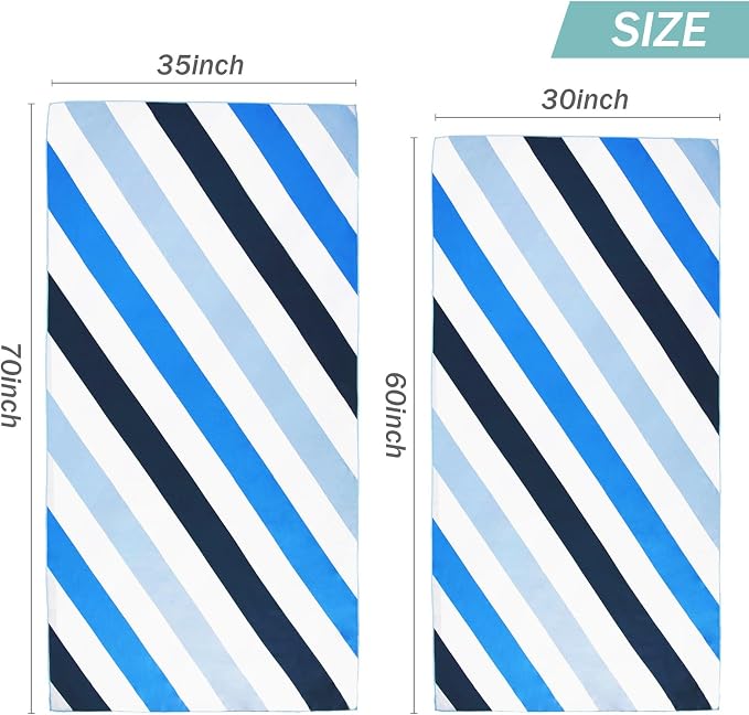Whale Flotilla Large Quick Dry Beach Towel (30"x60"), Microfiber Sand-Free Beach Towels, Super Absorbent Compact Pool Travel Accessories, Blue
