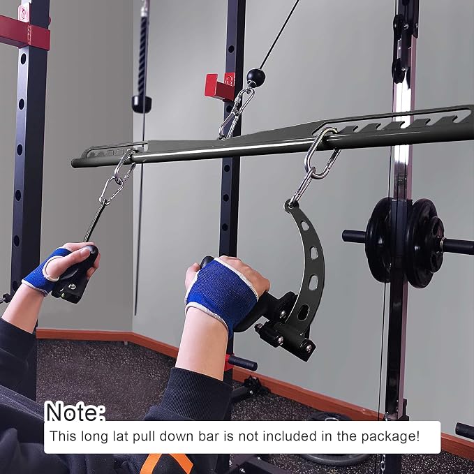 Adjustable Lat Pull down Bar, Cable Machine Attachments for Gym, Home Gym Fitness T-bar Row Pulldown Attachments, Lat Pull Down Machine Wide Grip Neutral Grip Handle