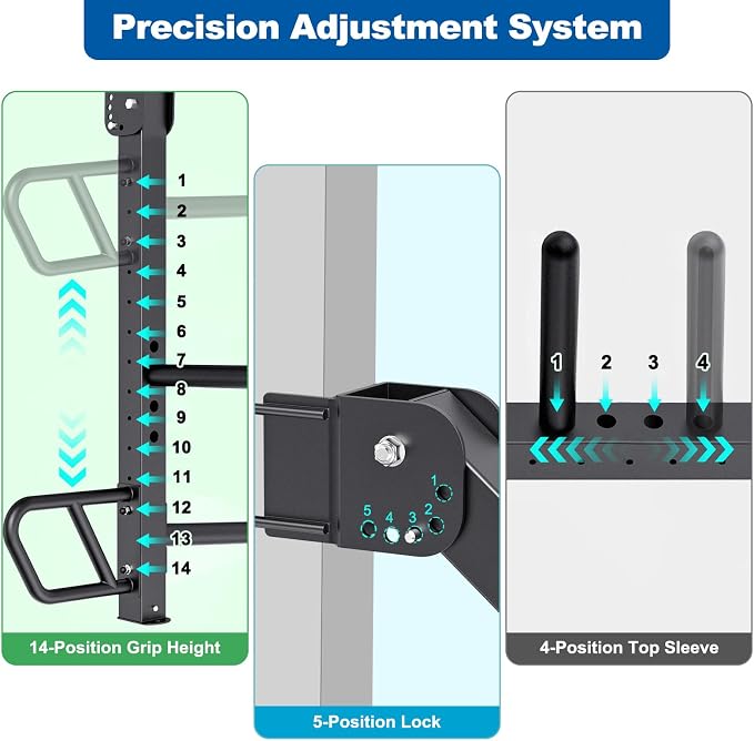SELEWARE Squat Rack Attachment, Y-Shaped Dip Bar Attachment, Nordic Hamstring Curl Attachment and Lever Arms for 2x2 or 3x3 Power Rack with 5/8" or 1" Hole, Power Cage Accessories for Home Gym