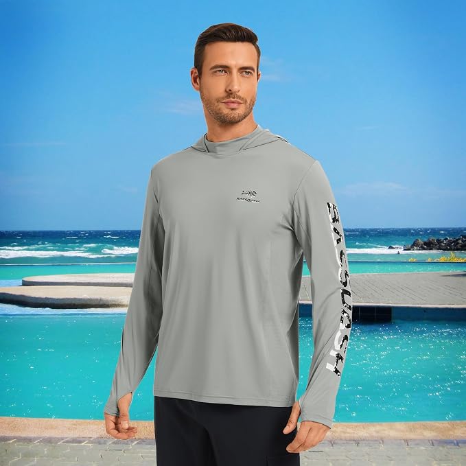 BASSDASH Men’s UPF 50+ Graphic Fishing Hoodie Shirts UV Sun Protection Long Sleeve Moisture Wicking Performance FS48M