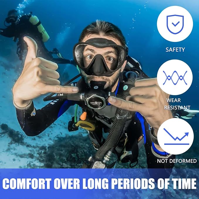 Scuba Diving Mouthpiece, Silicone Snorkel Mouthpiece Regulator Replacement with Regulator Tie Fits Most Standard Regulators Scuba Diving Accessories, Orange/Black/Yellow/Green