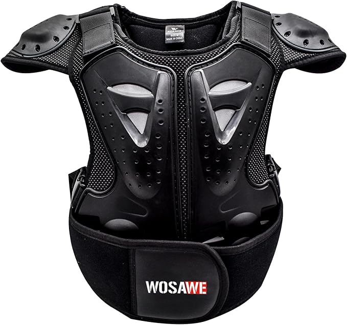 WOSAWE Kids Balance Bike Cycling Body Armour Vest Snowboarding Training Bicycle Chest Spine Protector, Small