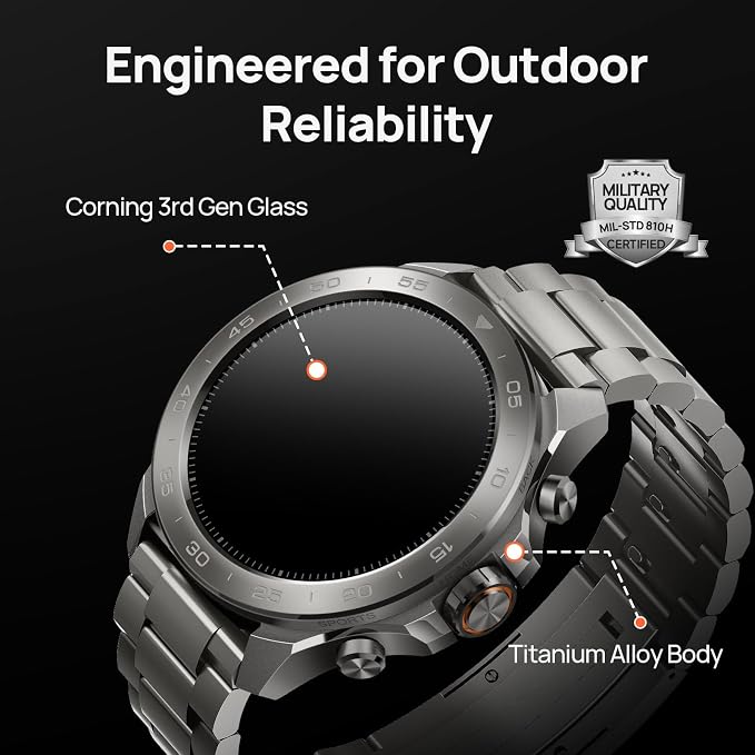 Mibro GS Explorer S Titanium Outdoor Adventure Smartwatch for Men, Dual-Band GPS with Offline Maps, Military-Grade, 20-Day Battery, 10 ATM Waterproof for Freediving, 150+ Sports Modes (Titanium Strap)