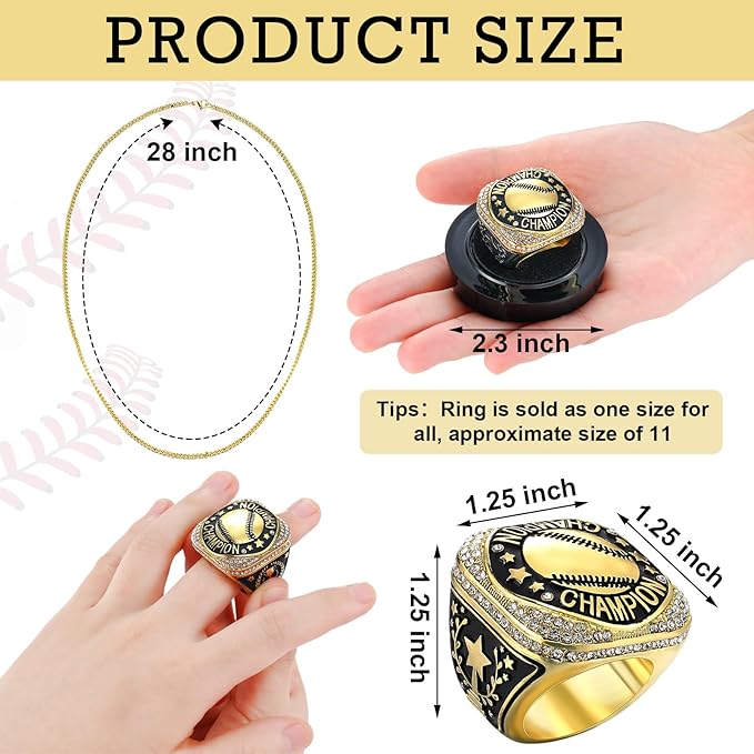 Highergo 10 Pcs Basketball Softball Baseball MVP Dancer Champion Trophy Ring with Display Stand Star Football Soccer Volleyball Golf Cheerleading Bowling Track Field