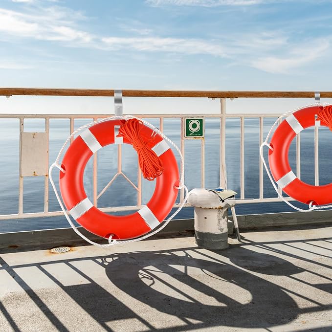 Life Ring 23"/28" Boat Safety Throw Rings with Water Floating Lifesaving Rope Life Preserver Ring Buoy with Reflective Tape & Grab Lines for Rescue Lifesaving - Orange