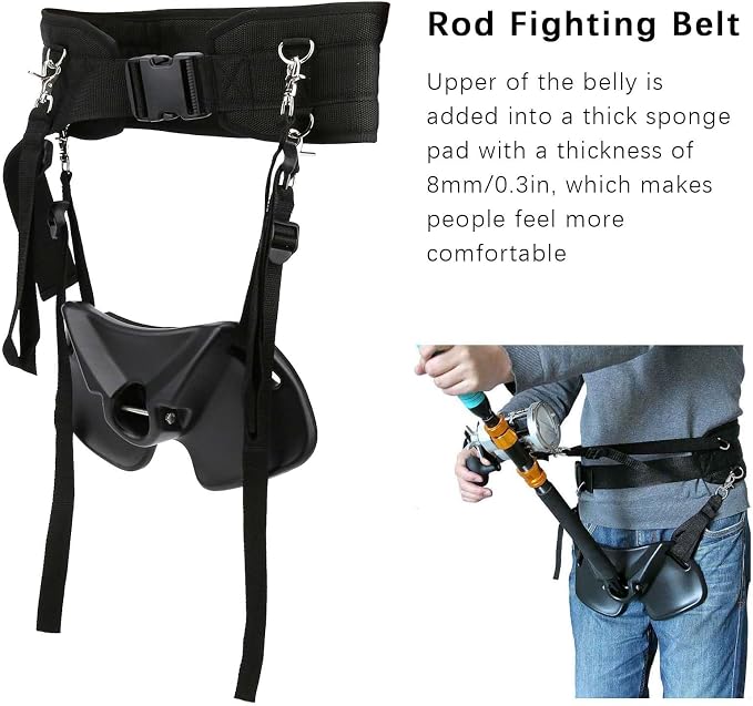 Fishing Belt, Fish Fighting Belt, Fishing Belt Rod Holder Suitable for Fish Lovers with Waist Size of 90-130cm/35.4-51.2in