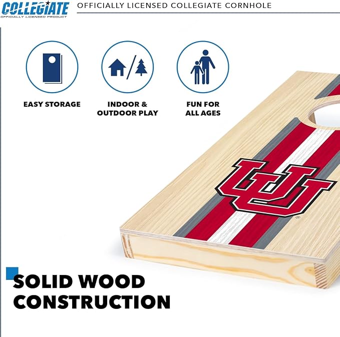 Wild Sports College Portable Size 1' x 2' Solid Wood Cornhole Set with Direct Print HD Team Graphics – Travel Size