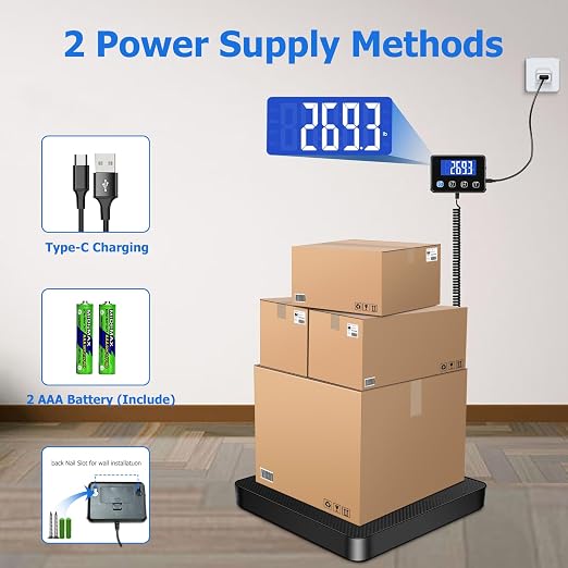 KUAIVO Shipping Scale, 440 lbs/0.35oz High Accurate Digital Postal Scale with Hold/Tare Function, Postage Scale for Packages, Luggage, Small Business, Home Use, Battery & Charging Cable Include