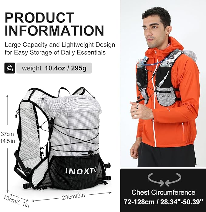 IX INOXTO Running Vest Hydration Backpack, Lightweight Running Backpack Hydration Pack with 1.6L Water Bladder Daypack for Trail Running Hiking Cycling Race Marathon for Women Men