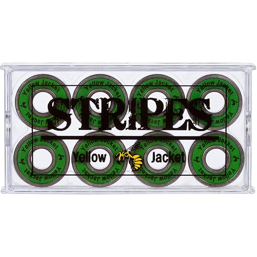 Yellow Jacket Premium Skateboard Bearings, Pro Longboard Bearings, 608, ABEC 9, Jungle Green (Pack of 8)