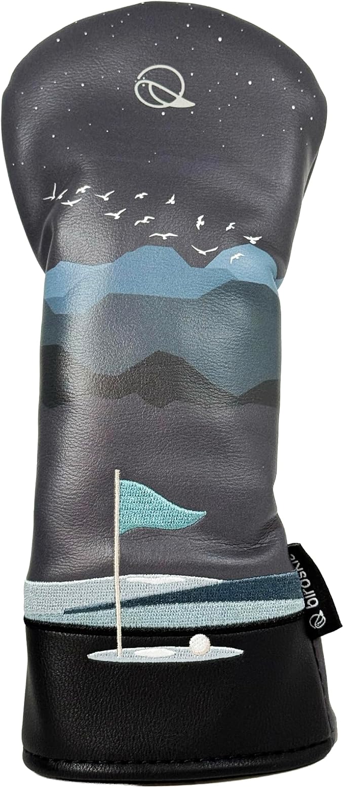 Golf Headcover for Hybrids and Fairway Woods Premium Leather Head Cover. Digitally Printed and Embroidered Design.