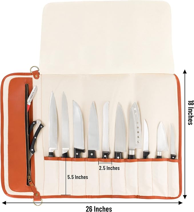 EVERPRIDE Chef Knife Roll Bag Holds 10 Knives and Cooking Tools – Durable Knife Case for Professional Chefs – Chef Bag is Easily Carried by Handle or Shoulder Strap – Knives Not Included