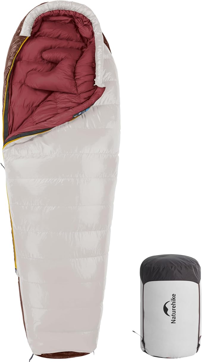 Naturehike 0 Degree RDS Down Mummy Sleeping Bag for Adults, 650 Fill Power, Cold Weather Backpacking Sleeping Bag for Camping, Hiking, -1℉ 18℉ 30℉, YKK Zipper
