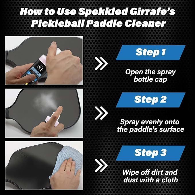 Pickleball Paddle Cleaner Spray - Removes Dirt, Ball Residue, Scuff Marks- EPA Safer Ingredients, Pickleball Accessories, Pickleball Gifts, Presidents Day Deals - 8 FL Oz