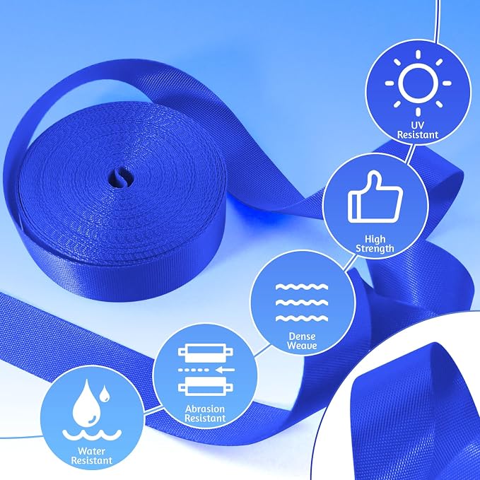 Nylon Webbing 1 Inch 1.5 Inch, 12 Rolls Webbing Strap for Bags, Pets, Climbing Outdoors Indoors Crafting DIY