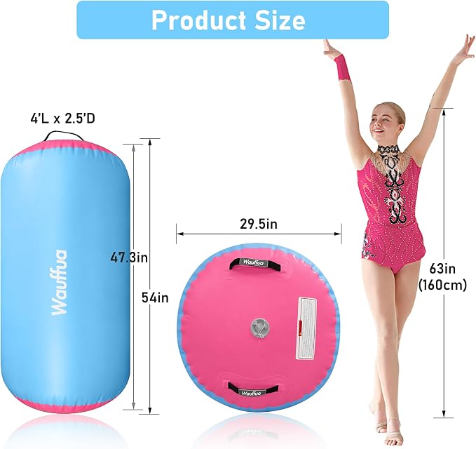 Gymnastic Air Barrel, Inflatable Tumble Track, Tumbling Mat, Roller Octagon Trainer for Back Handspring and Back-bend for Home, Gym, No Pump