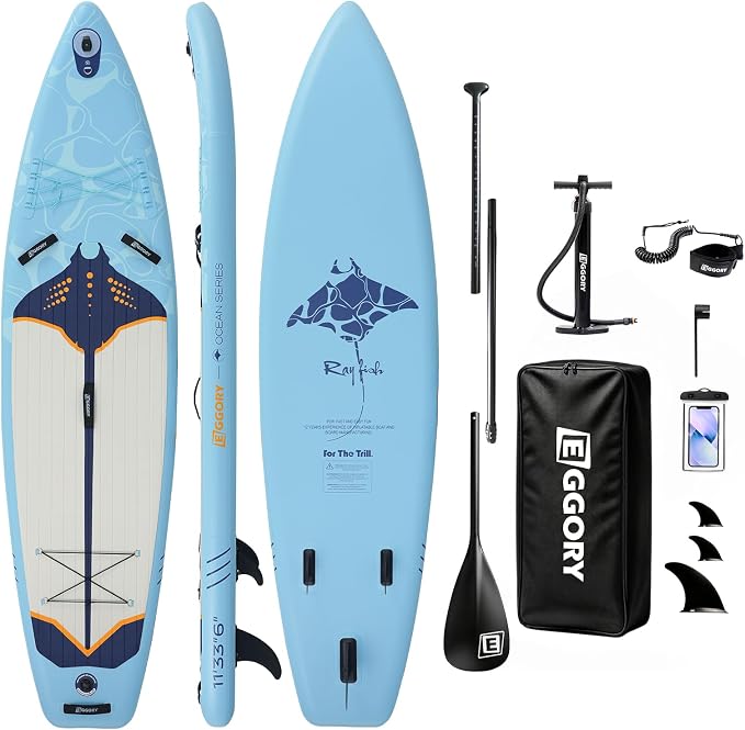 Inflatable Paddle Board,Stand Up Paddle Board Set, Extra Wide SUP Board with Removable Fin, Floating Paddle, Hand Pump, Waterproof Phone Pouch,Traveling Board