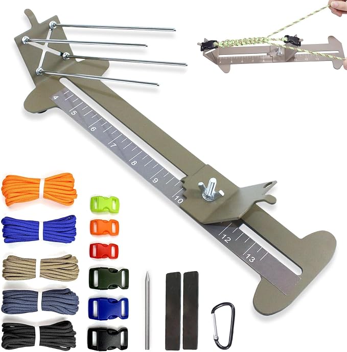 KOKKOYA Paracord Bracelet Jig Dog Collar Jewelry Loom Accessoies Making Kit Tools with Colorful 5 Cords and 6 Buckles Bracelet Length 4" to 13" (Gray)