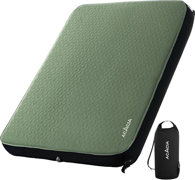 Acacia 4" Thick Self Inflating Sleeping Pad with Foam, Innovative Y-Shaped Telescopic Structure, Ultraportable Camping Air Mattress with Pump Sack, Easy Roll Up Sleep Bed for Travel Tent Car