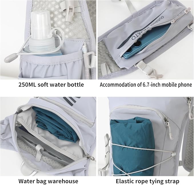 INOXTO Running Hydration Vest Backpack,Lightweight Insulated Pack with 1.5L Water Bladder Bag Daypack for Trail Hiking Running Cycling Race Marathon for Women Men