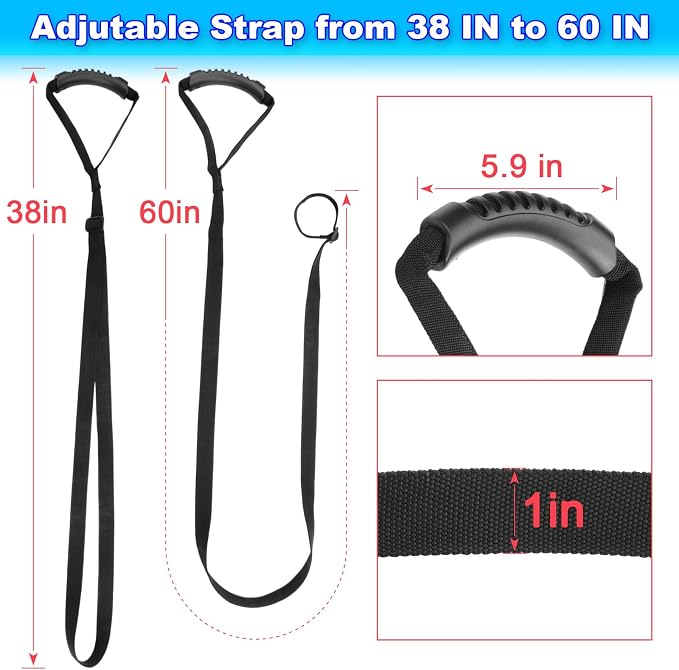 2 Pcs Kayak Stand Up Assist Strap Canoe Drag Strap with Handle, Adjustable Pull Up Rope Kayak Boat Standing Aid Dragging Accessories