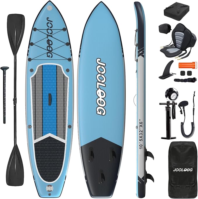 Inflatable Stand Up Paddle Board with Seat, 10'6"/10'5" SUP 440LBS, Recreational Paddleboard for Adults Beginners, Blow Up Paddle Board with Fishing Design, Camera Mount, Cooler Bag & Full Accessories